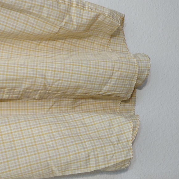 USED VAN HEUSEN BUTTON DOWN YELLOW CHECKERED SHIRT SHORT SLEEVE L 16-16 1/2 - Picture 9 of 12